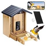 Akasumer Bird Feeder, 5MP Solar-Powered Smart Bird Feeder with Camera, AI Identifies Birds 10000+, 2.4GHz, Color Night Vision, Instant Notification, Easy to Use, 1.5L Birds Feeders for Outdoor, Yard