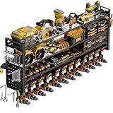 STURDIFLOW Large 49''W Power Tool Organizer Wall Mount | 620lbs Garage Storage Rack with 12 Cordless Drill Holder | 4-Tier Heavy Duty Utility Shelf for Battery Workshop Organization