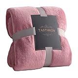 TASTHROW Large Flannel Fleece Throw Blanket, 50×70 Inch - Cozy Lightweight Thick Blanket - All Seasons Suitable for Women, Men and Kids (Pink)