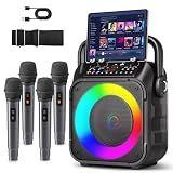 Karaoke Machine, Portable Bluetooth Speaker with 4 Wireless Microphones for Adults & Kids with Lights, Karaoke Microphone with PA System Supports USB/TF/FM/AUX for Home Party Home System Packages