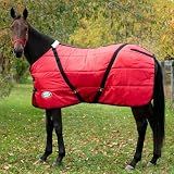 Country Pride Sentinel Channel Quilt Horse Stable Blanket, Midweight Open Front, 420D Nylon Outer Shell, 250g Poly-Fill Insulation, Wither Protection, Adjustable Leg Straps, Bias Surcingle (78,Red)