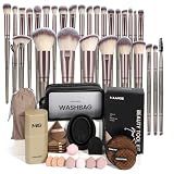 MAANGE Makeup Brush Set 51 PCS Professional Makeup Brushes Soft Foundation Powder Eyeliner Eye Shadow Makeup Brushes Set Travel Make up Brush Kit (Champagne)