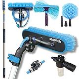 IGADPole 24 FT Water-Fed Washing Kit with Soap-Dispenser, Brush, 10″ Squeegee & Cobweb Duster for Windows, Gutters, Solar Panels & Exterior Walls