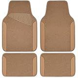 CAR PASS Beige Leather & Waterproof Car Carpet Floor Mats, Universal Car Mats Fit for SUV,Vans,sedans, Trucks,Set of 4pcs Car Carpet with Anti-Slip nibbs Driver Heel Pad (All Beige)