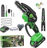 TEEANEES Mini Chainsaw Cordless, 6-Inch Small Electric Chainsaw with 21V Battery & 3 Chains, Hand Held Chain Saw Battery Powered for Wood Cutting & Tree Trimming, Ideal Gardening Gift for Men Dad.