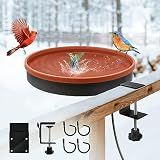 GESAIL Heated Bird Bath for Outdoors for Winter, 3 Easy Ways to Mount Detachable Bird Bath Bowl, 75W Heated Bird Baths with Thermostatically Controlled for Garden Yard Patio Lawn, Terracotta