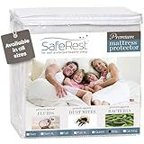 SafeRest Waterproof King Size Mattress Protector - Fitted with Stretchable Pockets - Machine Washable Cotton Mattress Cover for Bed