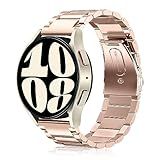 Fintie Band Compatible with Samsung Galaxy Watch 7/6/5/4 40mm 44mm, FE 40mm, 6/4 Classic 47mm 43mm/42mm 46mm, 5 Pro 45mm, 20mm Stainless Steel Metal Bands Replacement Bracelet Strap - Rose Gold