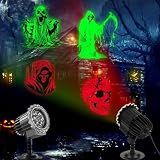 Halloween Projector Lights Outdoor, 3D Dynamic Ghost Projector Lights with 4 HD Patterns, Rotating Halloween Light, 2025 Upgraded Waterproof for Yard, Garden, Party, Halloween Decor