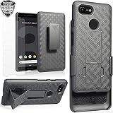 Ailiber for Google Pixel 3 Stand Case, Belt Clip, Screen Protector-Black