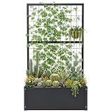 YKTEEDENS Garden Bed with Trellis Outdoor, Metal, 59in Tall