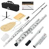 Cecilio Closed Hole C Flute - Musical Instrument, Beginner/Intermediate Flute in Band & Orchestra, Nickel