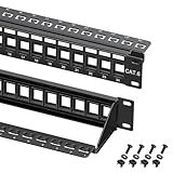 Cable Matters Rackmount or Wall Mount 1U 24 Port Keystone Patch Panel with Cable Management and Support Bar, 19-inch Blank Patch Panel for Keystone Jacks