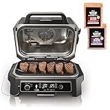 Ninja, Woodfire Pro XL Outdoor Grill & Smoker, Thermometer, 4-in-1 Master Grill, BBQ Smoker, Outdoor Air Fryer, Bake, Portable, Electric Grill, Dark Grey, OG850