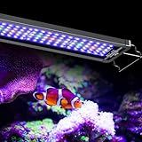 Pawfly 48W Saltwater Aquarium Light for 48" to 54" Fish Tanks Dimmable LED Reef Light for Coral Extendable Marine Fish Tank Light with Full Spectrum D/N Mode Timer Auto On/Off Adjustable Brightness