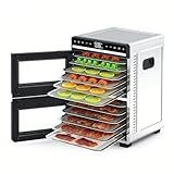 Electactic Dual Chamber Food Dehydrator - Upper and Lower Chambers - Independent Temperature Control - Flavor Separation, 176℉ Meat Dehydrator for Jerky, Fruit, Pet Treats - 12 Stainless Steel Trays
