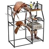 Saddle Rack with Storage, Heavy Duty Stand for Western & English Saddles