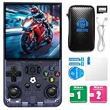 R36MAX Retro Handheld Game Console, 4.0-Inch IPS Display, 720x720 Resolution, Linux System, 128GB Support 22000+ Classic Games, Retro Gaming Console with Portable Case(Transparent Gray 128GB)
