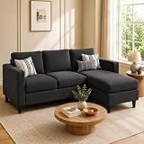 Nuturelly 73.6" L-Shaped Small Sectional Sofa with Ottoman, Gray