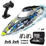 BEZGAR TX123 Remote Control Boats - Fast Speed RC Boat 32+ KPH with A Portable Suitcase for Lakes & Pools & Salt Water, Summer Toys for Adults and Ideal Gifts for Kids Boys Age 6 7 8-12 Years Old