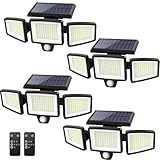 Tuffenough Solar Outdoor Lights 2500LM 210 LED Security Lights with Remote Control,3 Heads Motion Sensor Lights, IP65 Waterproof,270° Wide Angle Flood Wall Lights with 3 Modes(4 Pack)