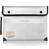 Uawsyut Fireproof Document Bag - 6200°F Heat Insulated, Small Important Document Bags with Zipper, Water Resistant Money Bag for Cash, Cell Phone, Tablet, Credit Card,Passport (13.9"x10.6", Grey)