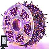 weillsnow 164FT 500 LED Halloween Lights, 8 Modes Waterproof Plug in String Lights for Halloween Indoor Outdoor Yard Party Wedding Garden Home Decorations (Purple & Orange)