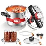 VEVOR Pressure Cooker, 6.3Qt Pressure Cooker Stainless Steel, Pressures Canner with Steaming Rack, Tempered Glass Lid, Three Pressures Settings for Meat, Beans, Rice, Soup, Sauces, Cook up to 100 kPa
