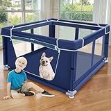 XVISHX 42x42 Inches Puppy Playpen with Gate, Dog Playpen for Puppies or Small Dogs, DogFence Pet Playpen for Indoor & Outdoor, Sturdy Safety DogPen with Thickened Fabric, High-Strength Nylon Wire Mesh