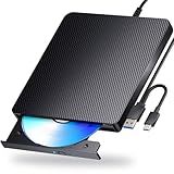 aelrsoch External Blu ray Drives Player Read/Write Compatible Bluray Burner USB 3.0 / Type-C DVD Burner Blu ray Player for pc, Windows 7-11 & Mac（Black）