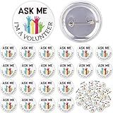 Huquary 80 Pcs Volunteers Appreciation Gifts Button Pins Ask Me I'm a Volunteer Identification ID Charity Support Badges Pins for Volunteer Month Week Gifts