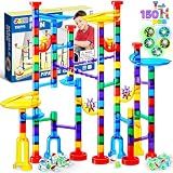 JOYIN 150Pcs Glowing Marble Run- Construction Building Blocks Toys with 5 Glow in The Dark Glass Marbles, STEM Educational Building Block Toy, Birthday Gifts, Easter Basket Stuffers