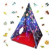 LimitlessFunN Space Teepee Kids Play Tent | Includes Star Lights & Carrying Case |, Children Indoor Playhouse for Boys, Toddlers, 49" D x 49" W x 60" H