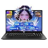 NIMO 15.6" IPS FHD-Gaming-Laptop, 8 Cores AMD Ryzen 7 6800H 32GB DDR5 RAM 1TB SSD (Beat Intel i7-12700H, Up to 4.7GHz) AMD Radeon 680M GPU-Computer with 100W Type-C Backlit Keyboard, Fingerprint