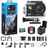 AKASO EK7000 4K30fps Action Camera with 64GB MicroSDXC U3 Memory Card Accessories Kit Bundle Ultra HD 131FT Waterproof Underwater Camera EIS WiFi Remote Control 4X Zoom, Black