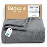Bedsure GentleSoft Fleece Blanket Twin Size Grey - 300GSM Lightweight Plush Fuzzy Cozy Soft Warm Blanket for Bed, Sofa, Couch, Travel, Camping, 60x80 inches