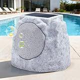 MIKK Outdoor Rock Speakers Waterproof Patio with Lights Color,Multi-Sync Up to 100 Speakers Pairing Solar Powered Rock Speaker Rechargeable for Pool Party Yard Garden Outside 1 Pack