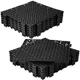 12Pcs Drainage Interlocking Floor Tiles 11.8" x 11.8", Modular Interlocking Cushion Soft PVC Floor Non-Slip Splicing Waterproof Mat for Drain, Pool, Shower, Patio, Balcony, Bathroom, Kitchen, Yard