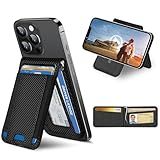 ExtreLife for Magsafe Wallet with Money Clip, Adjustable Stand and Open ID Window, Magnetic Wallet for iPhone 17/16/15/14 Pro Max/14 Pro/14/14 Plus/13/12 Series, 8 Cards, Black Carbon Fiber