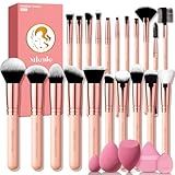 Makeup Brushes Set, Mlemle Professional 26 Pcs Makeup Kit, Include Powder Foundation Concealers Blush Eye shadows 21 Pcs Makeup Brushes and 2 Powder Puff, 3 Makeup Sponge (A01-Pink)