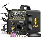 H HZXVOGEN MIG Welder, 200A Plasma Cutter Welder Combo, 7 In 1 Gas MIG/Gasless Flux Core MIG/Pulse MIG/HF TIG/Stick/Cut/Spot, 220V Aluminum Welding Machine Multiprocess Welder with Synergic/Man Mode