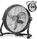 Air Choice 12" Battery Powered Fan, Portable Rechargeable Cordless Fan, 360° Tilt, 20H Run Time, 9 Wind Speed, High Velocity Heavy Duty Metal Floor Fan for Camping Hurricane Home Warehouse