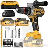 GoYwato 1239In-lbs 21V Brushless Cordless Power Hammer Drill Set with Case