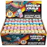 JOYIN 120 PCS Sidewalk Chalks for Kids Giant Box Non-toxic Jumbo Colored Washable Sidewalk Chalk for Toddlers in 10 Colors
