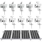 10PCS Solar Panel Mounting Brackets, Solar Panel Mount for 1-4PCS Thickness 1.4” Solar Panels, Solar Panel Brackets with 10x 6 Mini Rails 4X Water Drain Clips for Shingle,Slate,Metal and Tin Roof