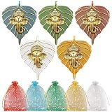 Weysat 5 Pack Metal Leaf Ganesha Diwali Decor Wall Hanging 5 Inch Gold Metal Ganesha on Leaf for Home Office Wedding Housewarming Return Gift Pooja Favors