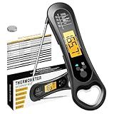 Meat Thermometer Digital, Instant Read Meat Thermometer for Grill and Cooking, with Bottle Opener, Backlight & Calibration Food Thermometer, Kitchen Gadgets for BBQ, Turkey, Candy, Liquids