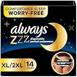 Always ZZZ Overnight Disposable Period Underwear for Women Extra Large, 360° Coverage for Worry-Free Nights, 14 Count (2 Packs of 7)