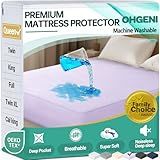 OhGeni 100% Waterproof Mattress Protector, Queen Size Purple, Fitted Sheet with Deep Pockets, 6''-18'', Premium Noiseless Breathable Soft Material, Mattresses Cover for Bed