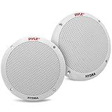 Pyle 6.5 Inch Dual Marine Speakers - 2 Way Waterproof and Weather Resistant Outdoor Stereo Sound System with 400 Watt Power, Polypropylene Cone and Butyl Rubber Surround - 1 Pair - PLMR605W(White)